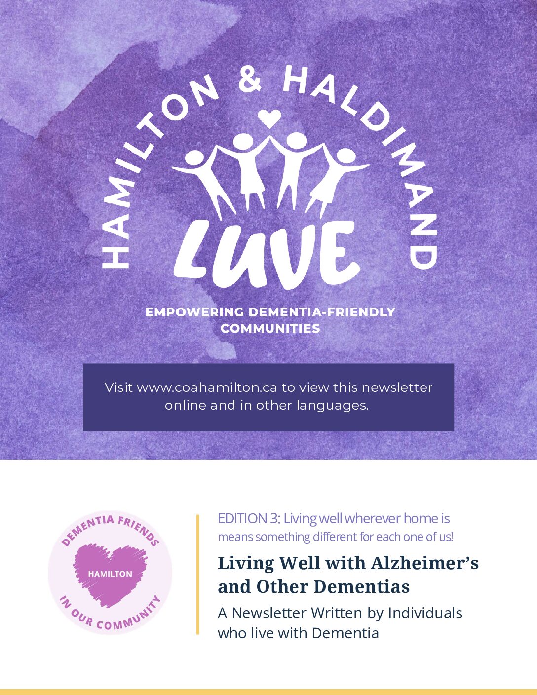 Dementia Friends Fall newsletter. Living well with Alzheimers and other dimentias.