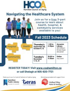 Call 905-920-7721 to register for an upcoming 3-part series: Navigating the Healthcare System