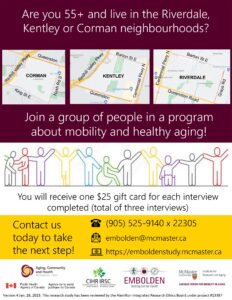 The Embolden Study is seeking input from older adults in Riverdale, Kentley and Corman